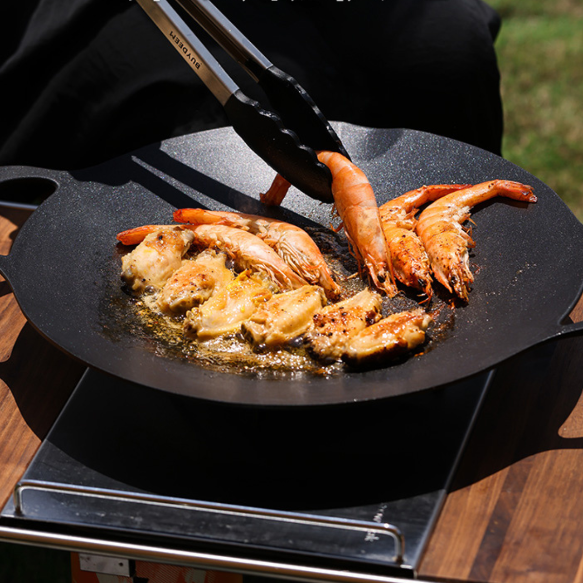 BUYDEEM Grill Pan Nonstick 36cm Round BBQ Griddle Indoor or Outdoor Cooking - Image 3