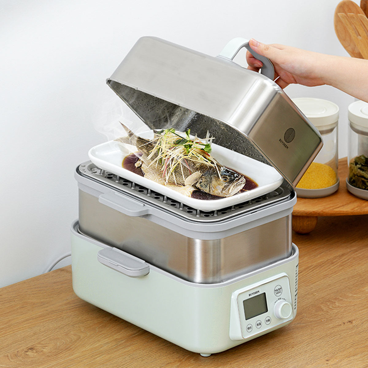BUYDEEM Double Tier 10L Electric One Touch Digital Multifunctional Food Steamer - Image 5