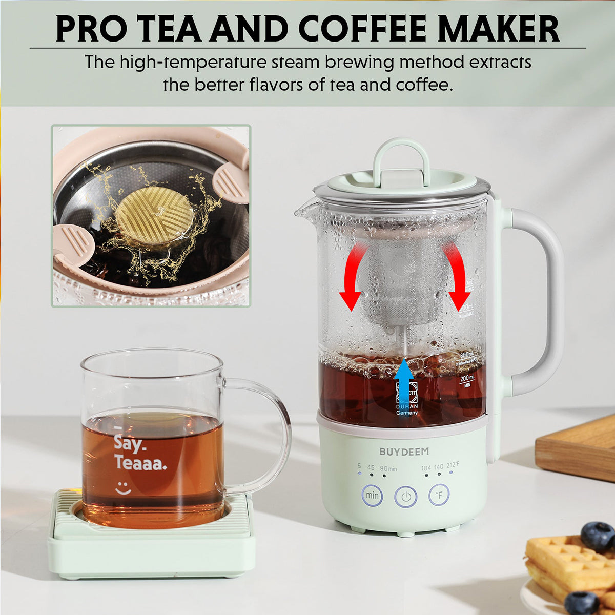 BUYDEEM Mini Multi-function Tea/Coffee Maker K32 600ml - Image 3