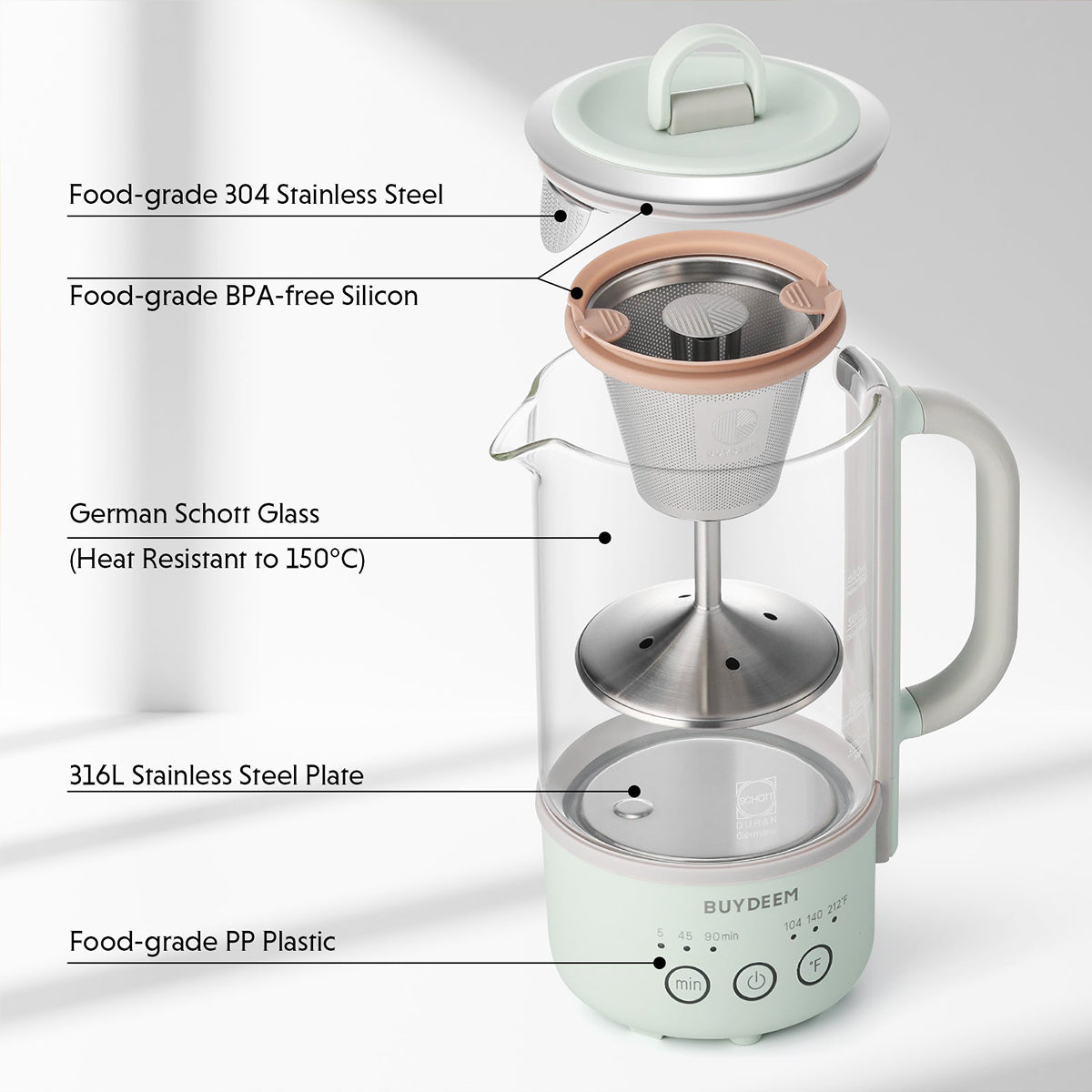 BUYDEEM Mini Multi-function Tea/Coffee Maker K32 600ml - Image 4