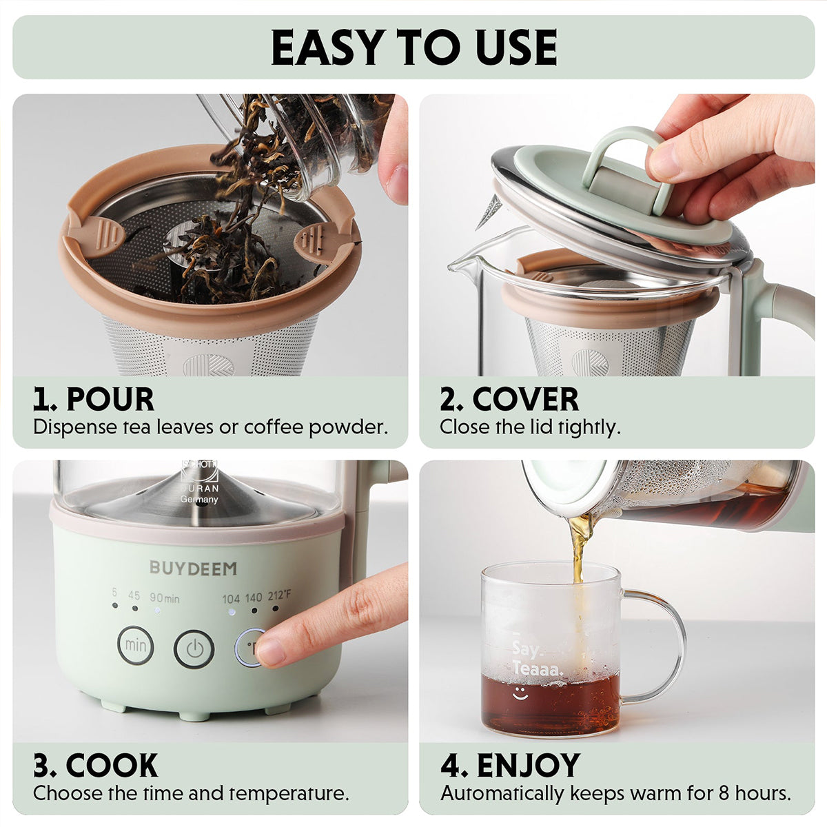 BUYDEEM Mini Multi-function Tea/Coffee Maker K32 600ml - Image 7