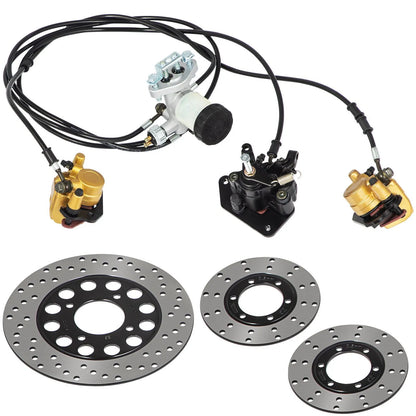 Go Kart Brake Master Cylinder Kit Go Kart Hydraulic Brake Kit Universal Go Karts Brake Kit Complete Including Master Cylinder, Hose, Caliper, Pad for 150cc Automotive