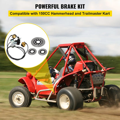 Go Kart Brake Master Cylinder Kit Go Kart Hydraulic Brake Kit Universal Go Karts Brake Kit Complete Including Master Cylinder, Hose, Caliper, Pad for 150cc Automotive - Image 2