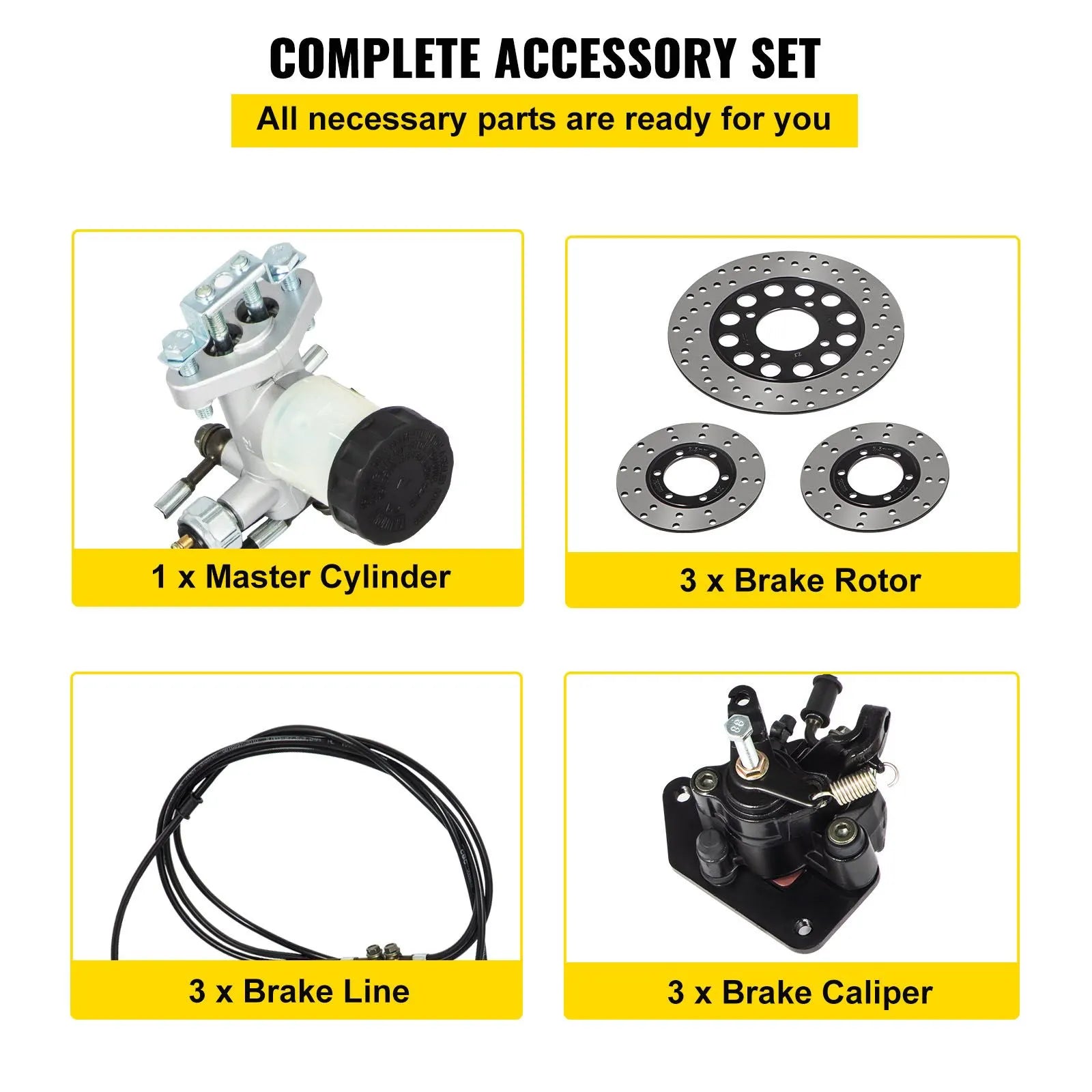 Go Kart Brake Master Cylinder Kit Go Kart Hydraulic Brake Kit Universal Go Karts Brake Kit Complete Including Master Cylinder, Hose, Caliper, Pad for 150cc Automotive - Image 6