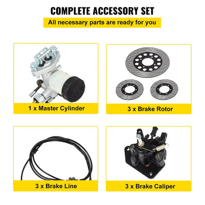 Go Kart Brake Master Cylinder Kit Go Kart Hydraulic Brake Kit Universal Go Karts Brake Kit Complete Including Master Cylinder, Hose, Caliper, Pad for 150cc Automotive - Image 6