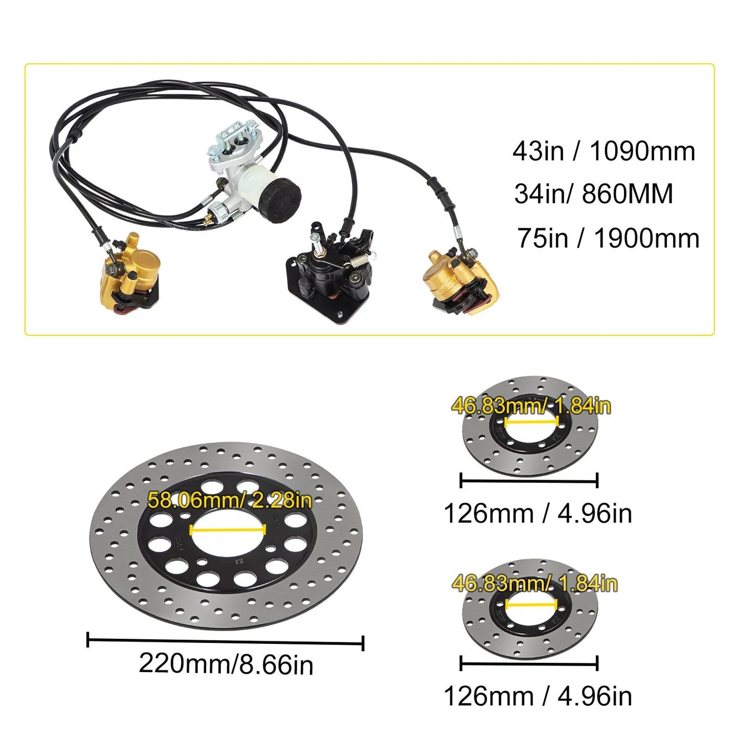 Go Kart Brake Master Cylinder Kit Go Kart Hydraulic Brake Kit Universal Go Karts Brake Kit Complete Including Master Cylinder, Hose, Caliper, Pad for 150cc Automotive - Image 8