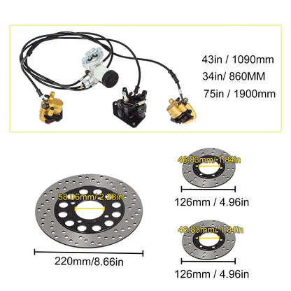 Go Kart Brake Master Cylinder Kit Go Kart Hydraulic Brake Kit Universal Go Karts Brake Kit Complete Including Master Cylinder, Hose, Caliper, Pad for 150cc Automotive - Image 8