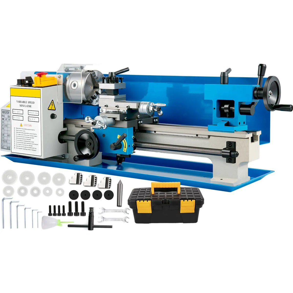 Metal Lathe 7'' x 14'', Mini Metal Lathe 0-2500 RPM Variable Speed,Mini Lathe with 4\" 3-jaw Chuck,Bench Top Metal Lathe, Benchtop Lathe, for Various Types of Metal Turning - Image 9