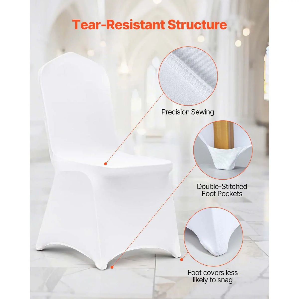 Stretch Spandex Folding Chair Covers, Universal Fitted Chair Cover, Removable Washable Protective Slipcovers, for Wedding, Holiday, Banquet, Party, Celebration, Dining (100PCS White) - Image 6
