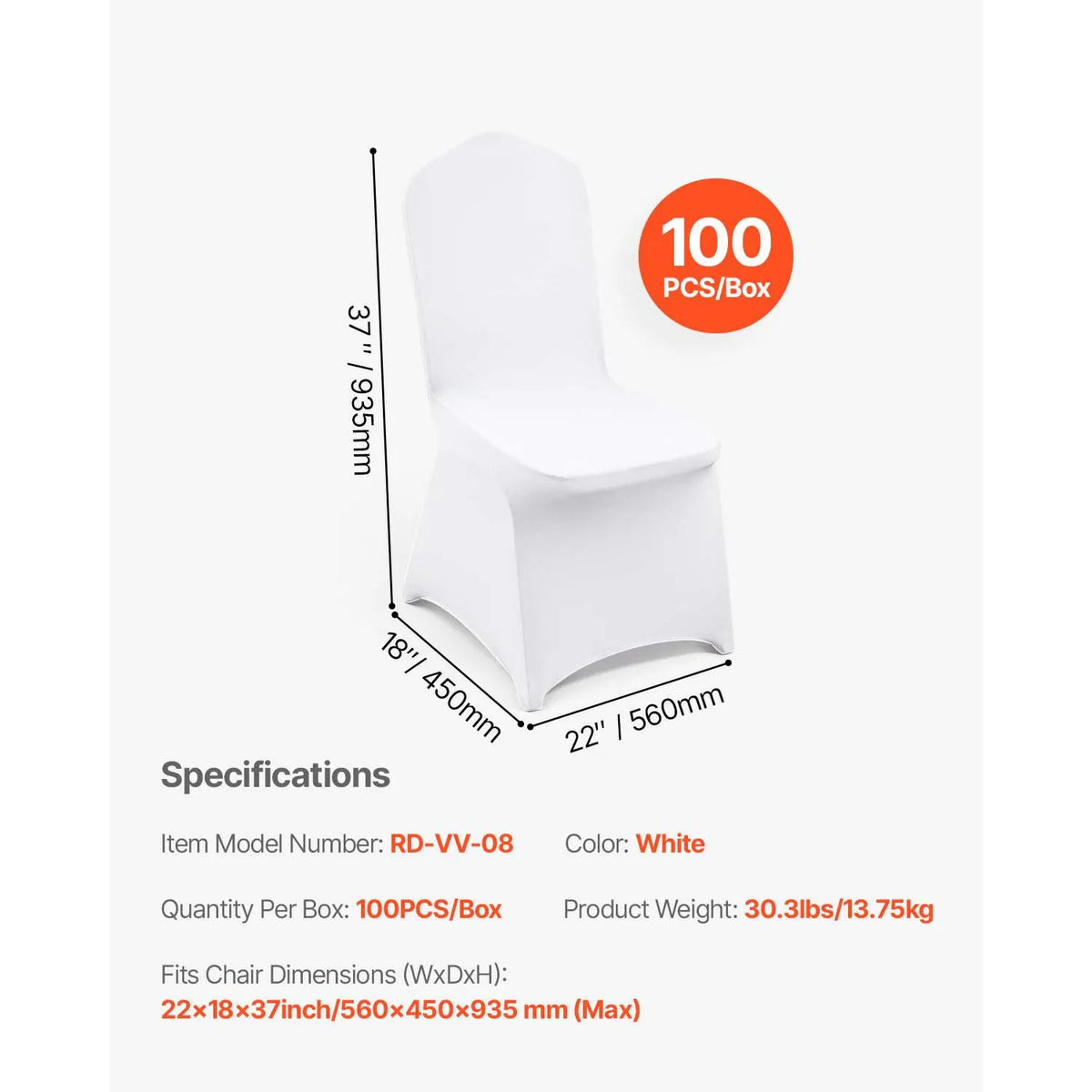 Stretch Spandex Folding Chair Covers, Universal Fitted Chair Cover, Removable Washable Protective Slipcovers, for Wedding, Holiday, Banquet, Party, Celebration, Dining (100PCS White) - Image 7