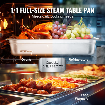 4 Pack Hotel Pans, Full Size Anti-Jam Steam Pan with Lid, 0.8mm Thick Stainless Steel Steam Table Pan, 4-Inch Deep Commercial Table Pan, Catering Storage Food Pan, for Industrial & Scientific - Image 3