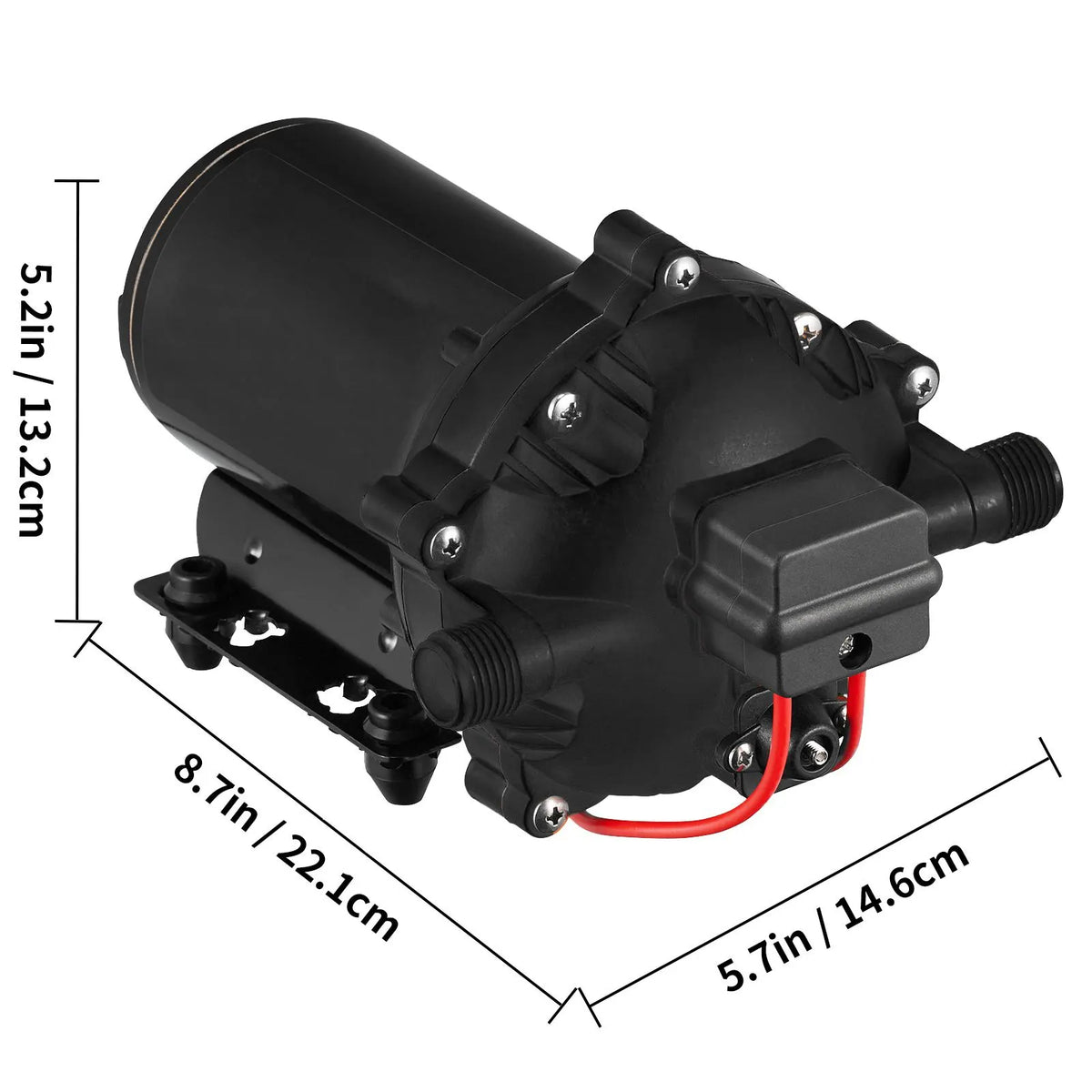 RV Water Pump 5.3 GPM 5.5 Gallons Per Minute 12V Water Pump Automatic 70 PSI Diaphragm Pump with 25 Foot Coiled Hose Washdown Pumps for Boats Caravan Rv Marine Yacht - Image 8