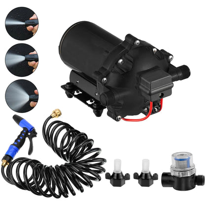 RV Water Pump 5.3 GPM 5.5 Gallons Per Minute 12V Water Pump Automatic 70 PSI Diaphragm Pump with 25 Foot Coiled Hose Washdown Pumps for Boats Caravan Rv Marine Yacht - Image 9