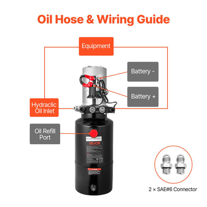 8 L Hydraulic Power Unit, Double Acting Dump Trailer Pump, 22 MPa Max Relief Pressure & 3.4 L/min Flow Rate, DC 12V Hydraulic Pump with Metal Reservoir for Dump Trailer Car Lifting - Image 6