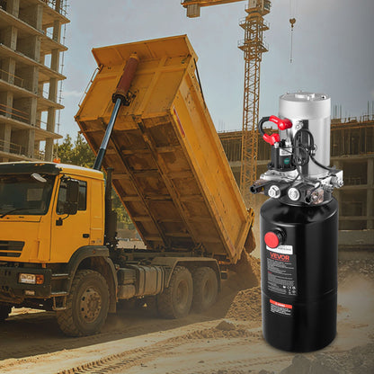 8 L Hydraulic Power Unit, Double Acting Dump Trailer Pump, 22 MPa Max Relief Pressure & 3.4 L/min Flow Rate, DC 12V Hydraulic Pump with Metal Reservoir for Dump Trailer Car Lifting - Image 8
