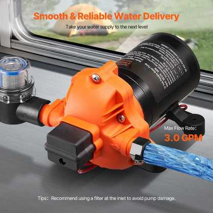 Diaphragm Pump 3GPM 11.36 L/min 4-Chamber Water Pump Pressure Switch - Image 5
