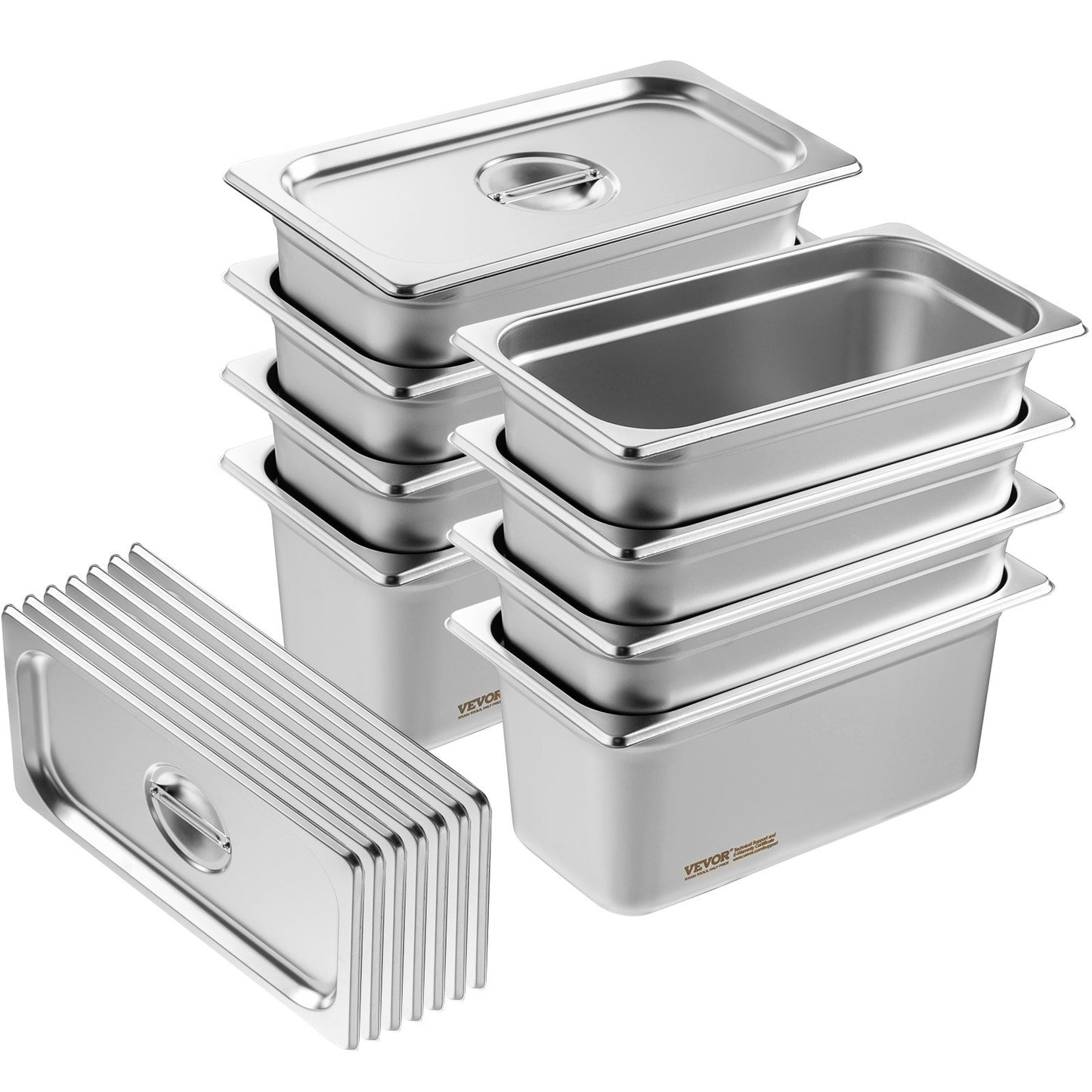 8 Pack Hotel Pans, 1/3 Size Anti-Jam Steam Pan with Lid, 0.8mm Thick Stainless Steel Steam Table Pan, 6-Inch Deep Commercial Table Pan, Catering Storage Food Pan, for Industrial & Scientific - Image 9