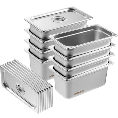 8 Pack Hotel Pans, 1/3 Size Anti-Jam Steam Pan with Lid, 0.8mm Thick Stainless Steel Steam Table Pan, 6-Inch Deep Commercial Table Pan, Catering Storage Food Pan, for Industrial & Scientific - Image 9