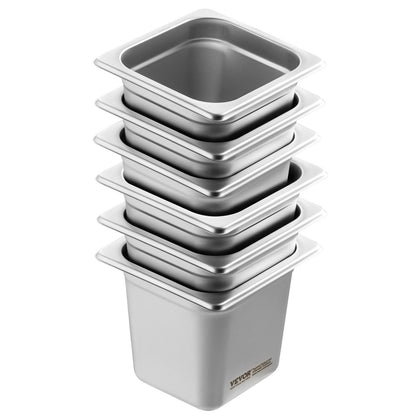 6 Pack Hotel Pans, 1/6 Size Anti-Jam Steam Pan, 0.8mm Thick Stainless Steel Restaurant Steam Table Pan, 6-Inch Deep Commercial Table Pan, Catering Storage Food Pan, for Industrial & Scientific - Image 9