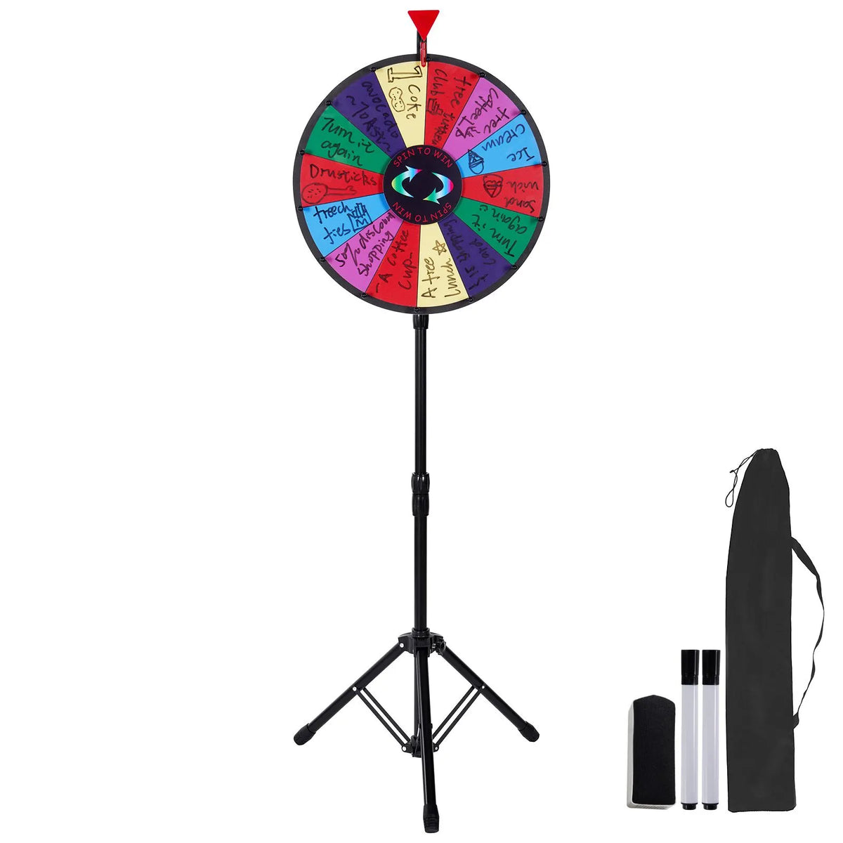 18 Inch Tabletop Color Prize Wheel with Folding Tripod Floor Stand 14 Slots Dry Erase - Image 9
