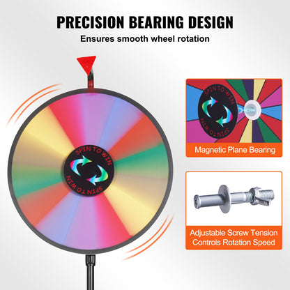 18 Inch Tabletop Color Prize Wheel with Folding Tripod Floor Stand 14 Slots Dry Erase - Image 3
