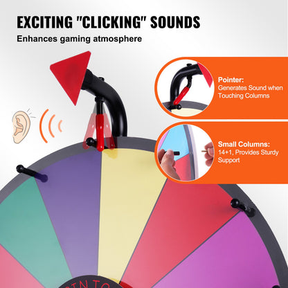 18 Inch Tabletop Color Prize Wheel with Folding Tripod Floor Stand 14 Slots Dry Erase - Image 4