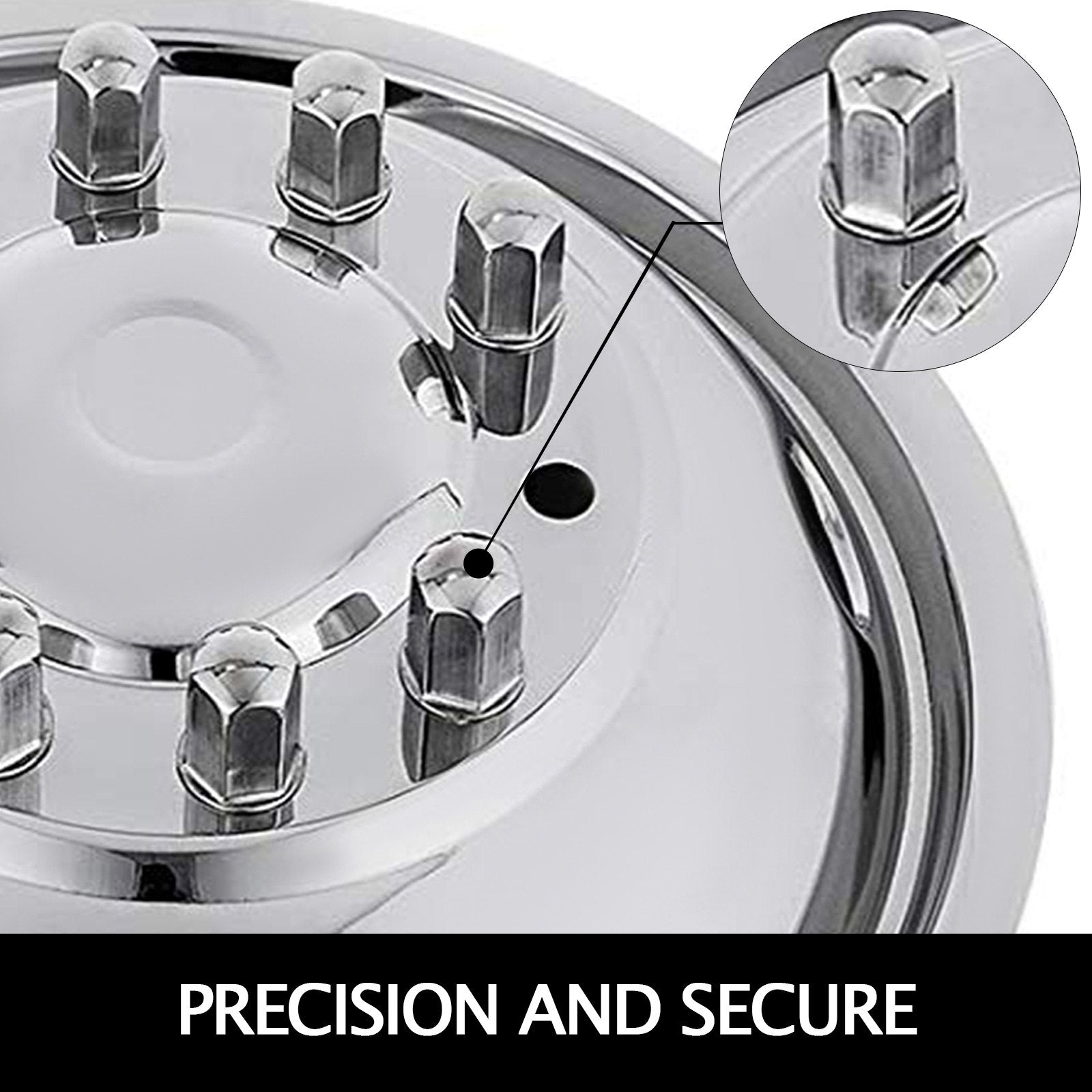 Polished 19.5" 10 Lug Wheel Simulators Stainless Steel Bolt Kit Hubcap Kit Fit for 2005-2020 Ford F450/F550 2WD Trunk Dually Wheel Cover Set - Image 4