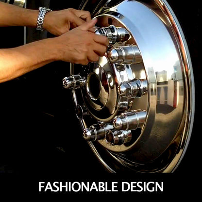 Polished 19.5" 10 Lug Wheel Simulators Stainless Steel Bolt Kit Hubcap Kit Fit for 2005-2020 Ford F450/F550 2WD Trunk Dually Wheel Cover Set - Image 6