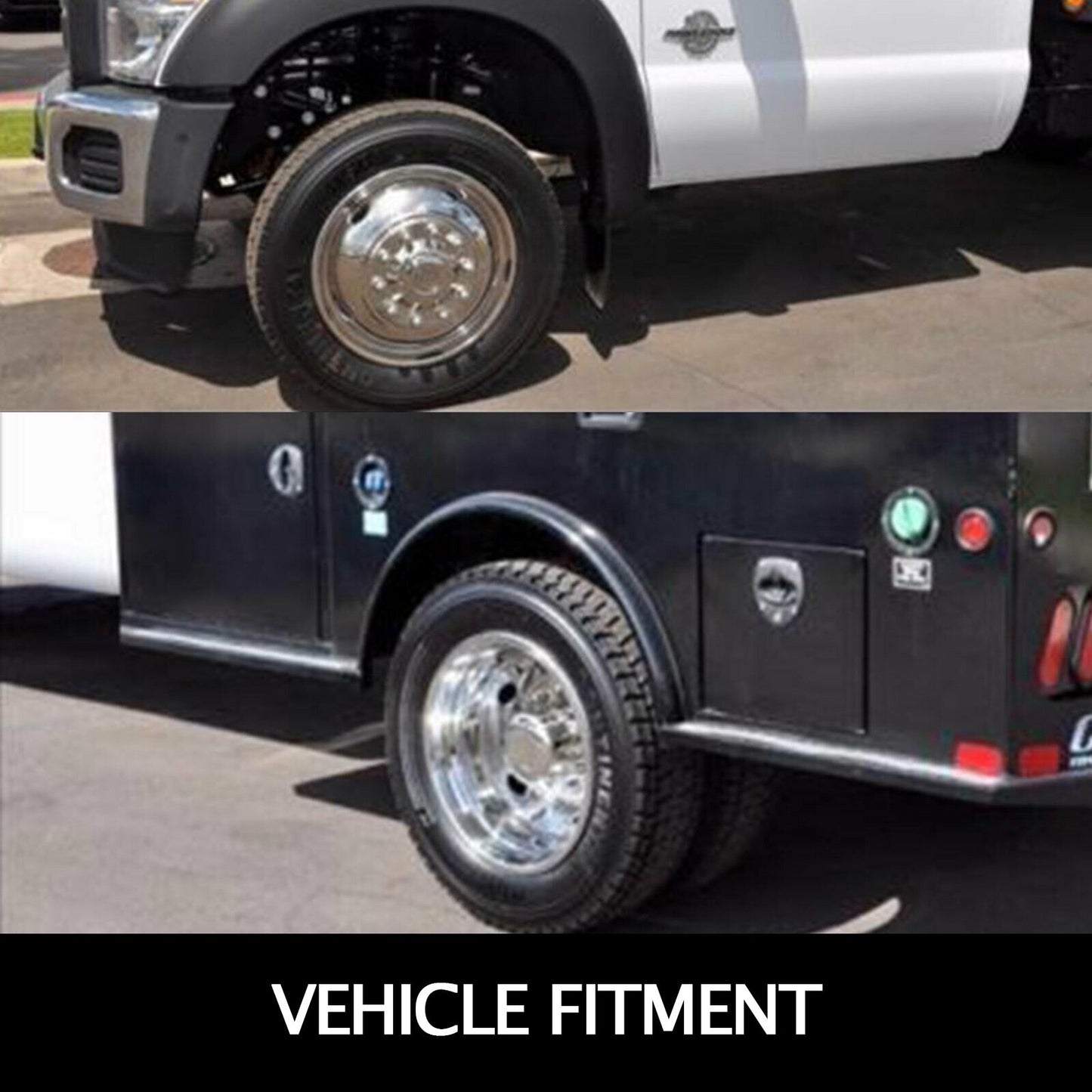 Polished 19.5" 10 Lug Wheel Simulators Stainless Steel Bolt Kit Hubcap Kit Fit for 2005-2020 Ford F450/F550 2WD Trunk Dually Wheel Cover Set - Image 7