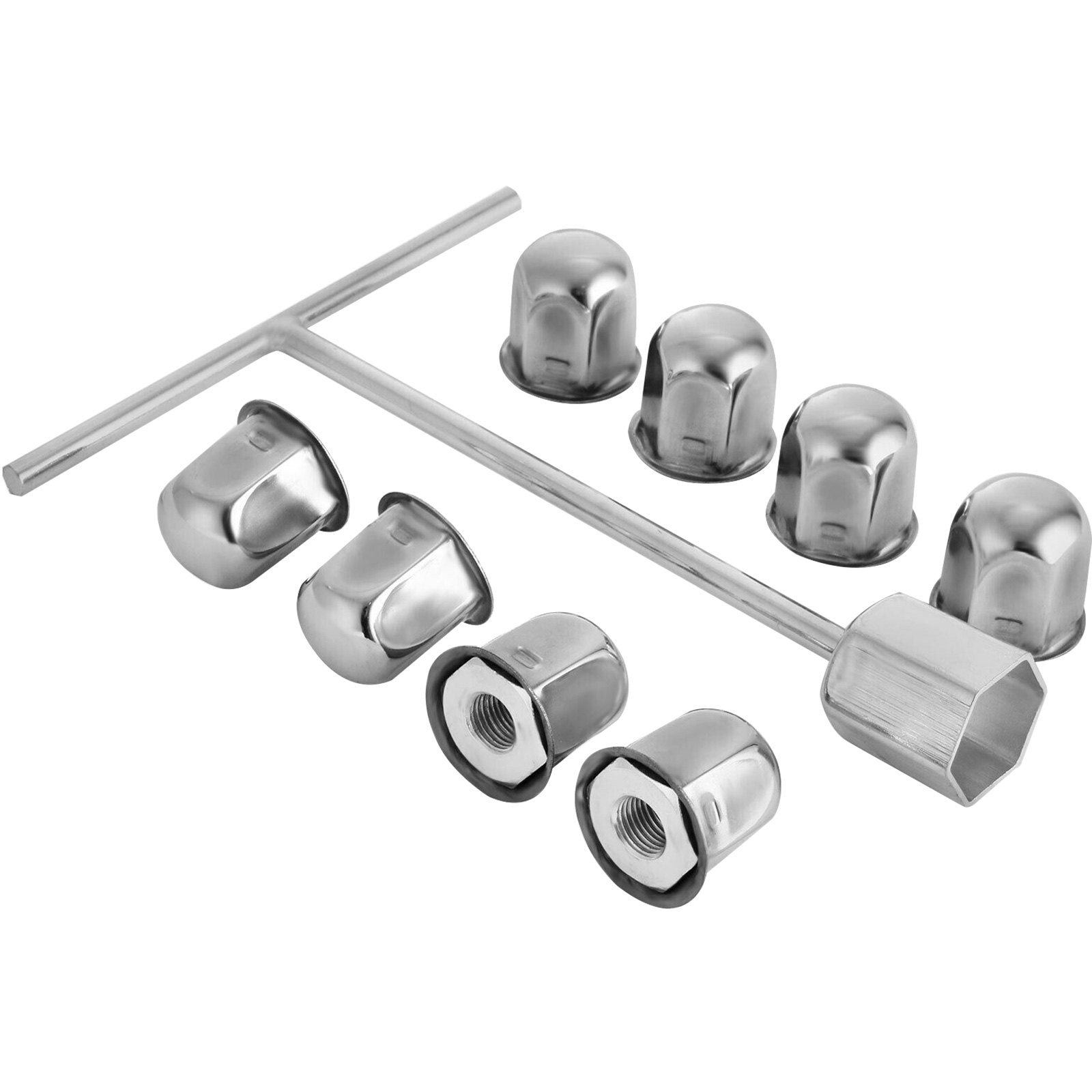 Polished 19.5" 10 Lug Wheel Simulators Stainless Steel Bolt Kit Hubcap Kit Fit for 2005-2020 Ford F450/F550 2WD Trunk Dually Wheel Cover Set - Image 9
