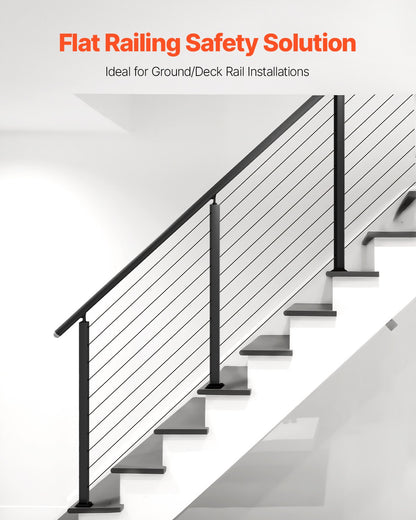 Cable Railing Post, 36x2x2 Inch Stair Railing Post, with Pre-Drilled 30° Angled Holes, Stainless Steel Cable Rail Post with Horizontal and Curved Bracket, 1-Pack, Black, 1JZLGZXHS914YIVIS001V0 - Image 2