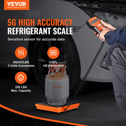Refrigerant Scale 220 LBS HAVC Charging Recovery Freon Scale, with Wired Remote Control, 5g High Precision Electronic Digital Recovery Weight Scale with Case and Dry Battery - Image 2