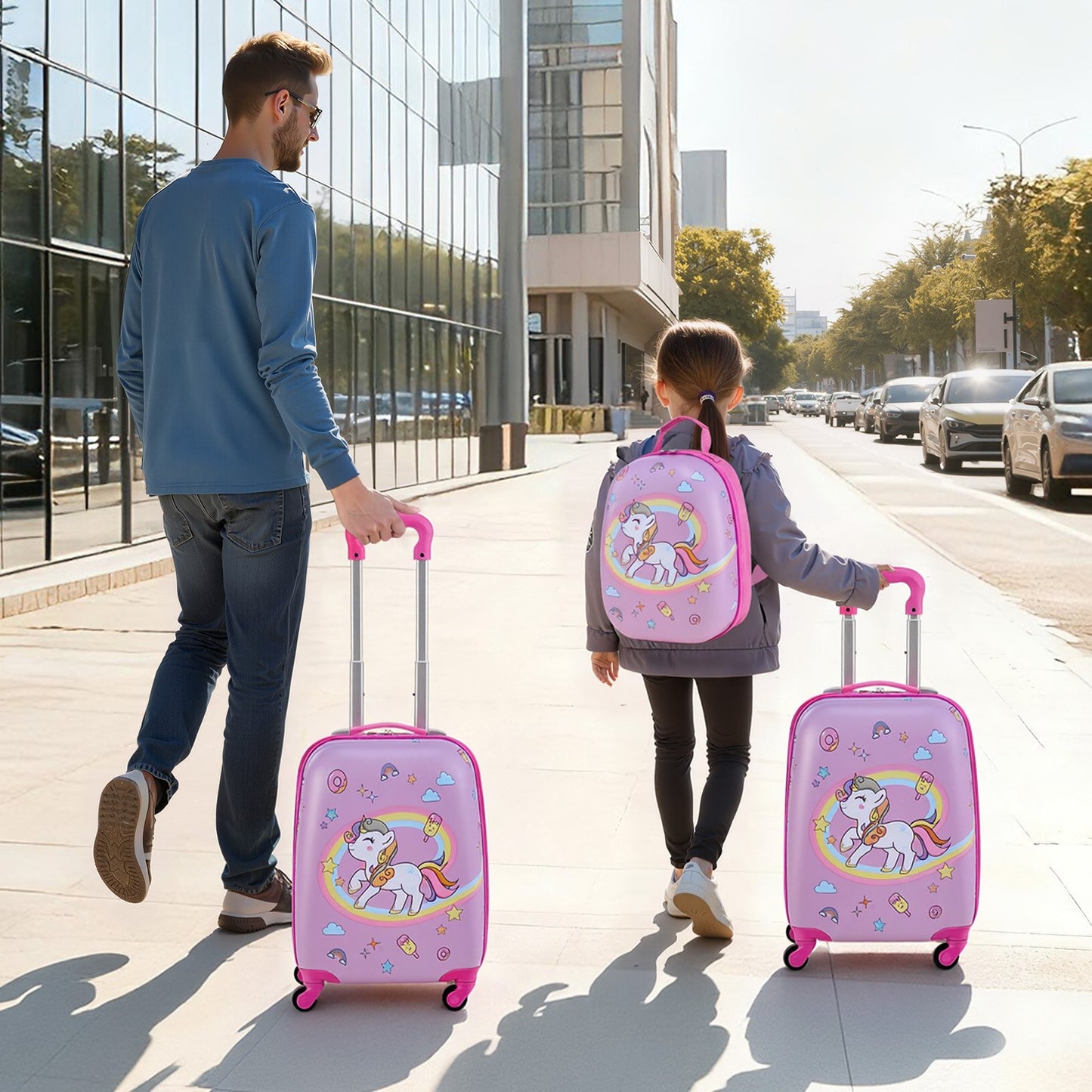 Kids Luggage Set, 2 Piece, 45.7 cm Hardside Rolling Wheels Suitcase with Hard-Shell Backpack, Unicorn Kids Carry on Luggage Set, Holiday Birthday Present for Girls & Boys, Airline Approved - Image 8