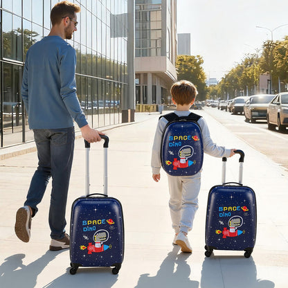 Kids Luggage Set, 2 Piece, 45.7 cm Hardside Rolling Wheels Suitcase with Hard-Shell Backpack, Dinosaur Kids Carry on Luggage Set, Holiday Birthday Present for Girls & Boys, Airline Approved - Image 8