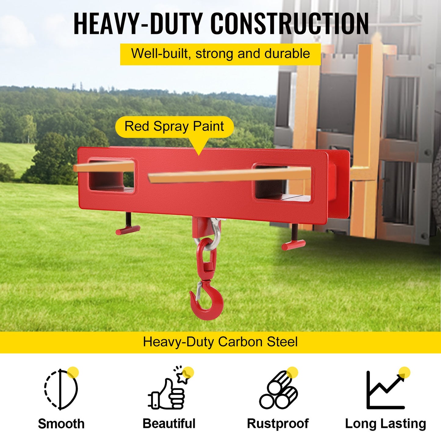 Forklift Lifting Hook 6000 LBS Capacity Forklift Lifting Hoist Swivel Hook Mobile Crane Forklift Attachments - Image 4