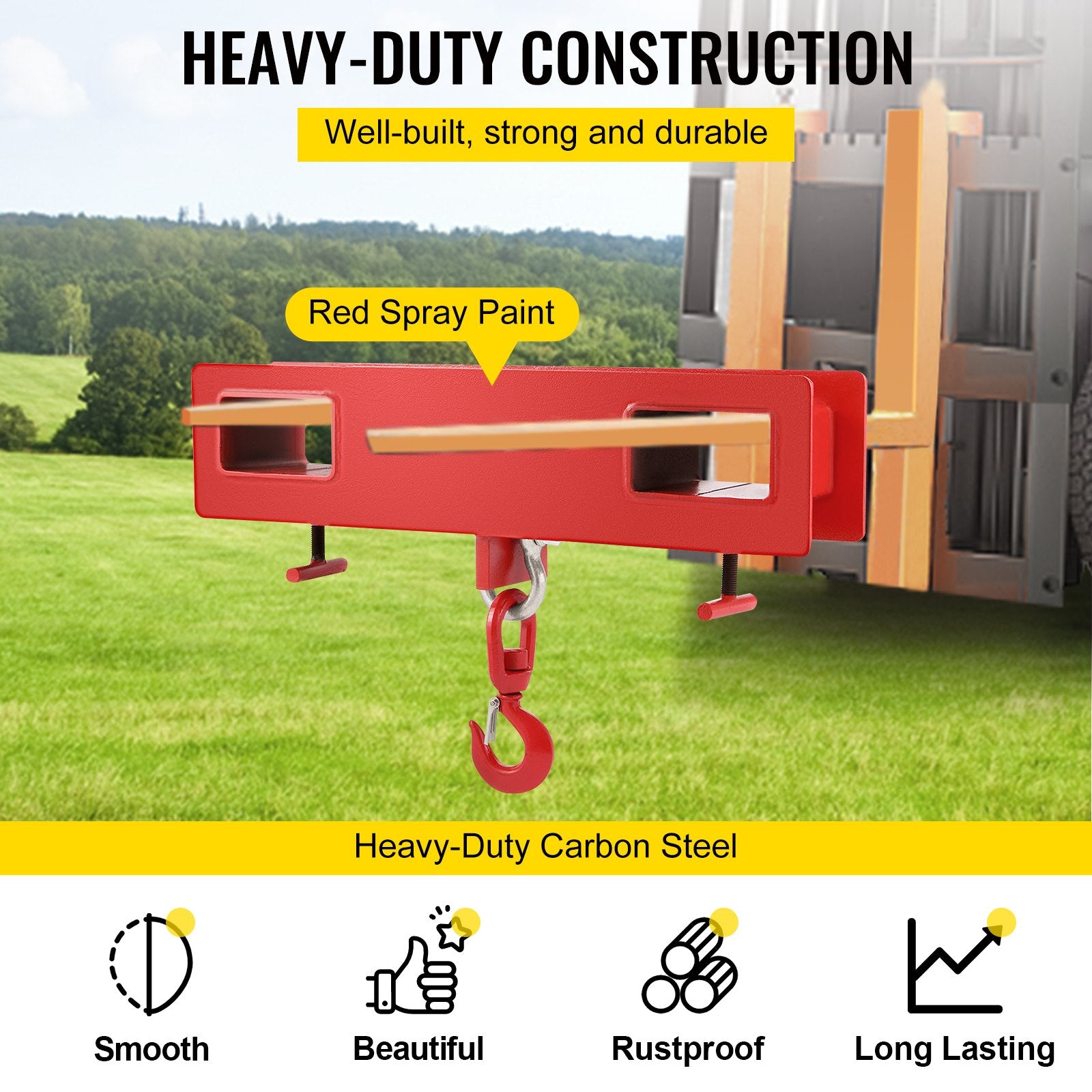 Forklift Lifting Hook 6000 LBS Capacity Forklift Lifting Hoist Swivel Hook Mobile Crane Forklift Attachments - Image 4