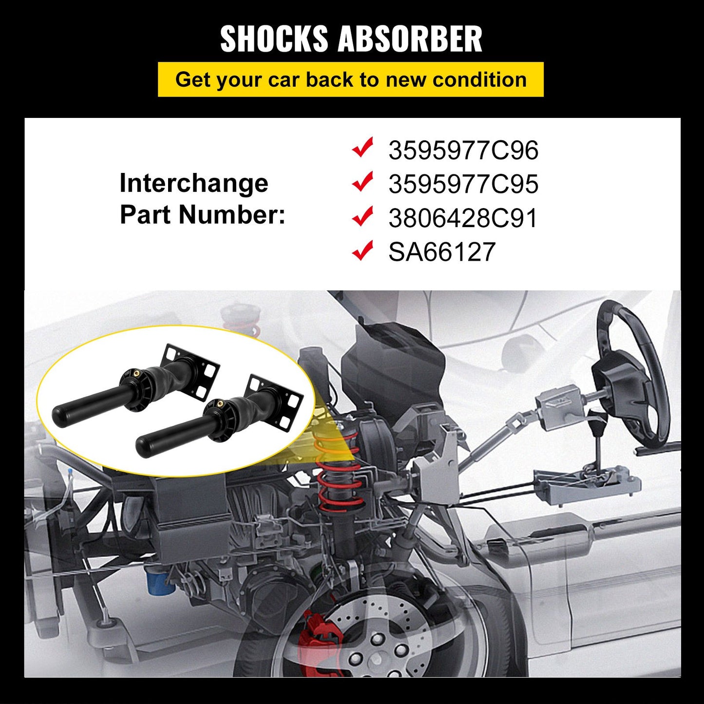 2PCS Cab Shock Absorber International Prostar 2008+ 3595977C95 3595977C96 - Image 2