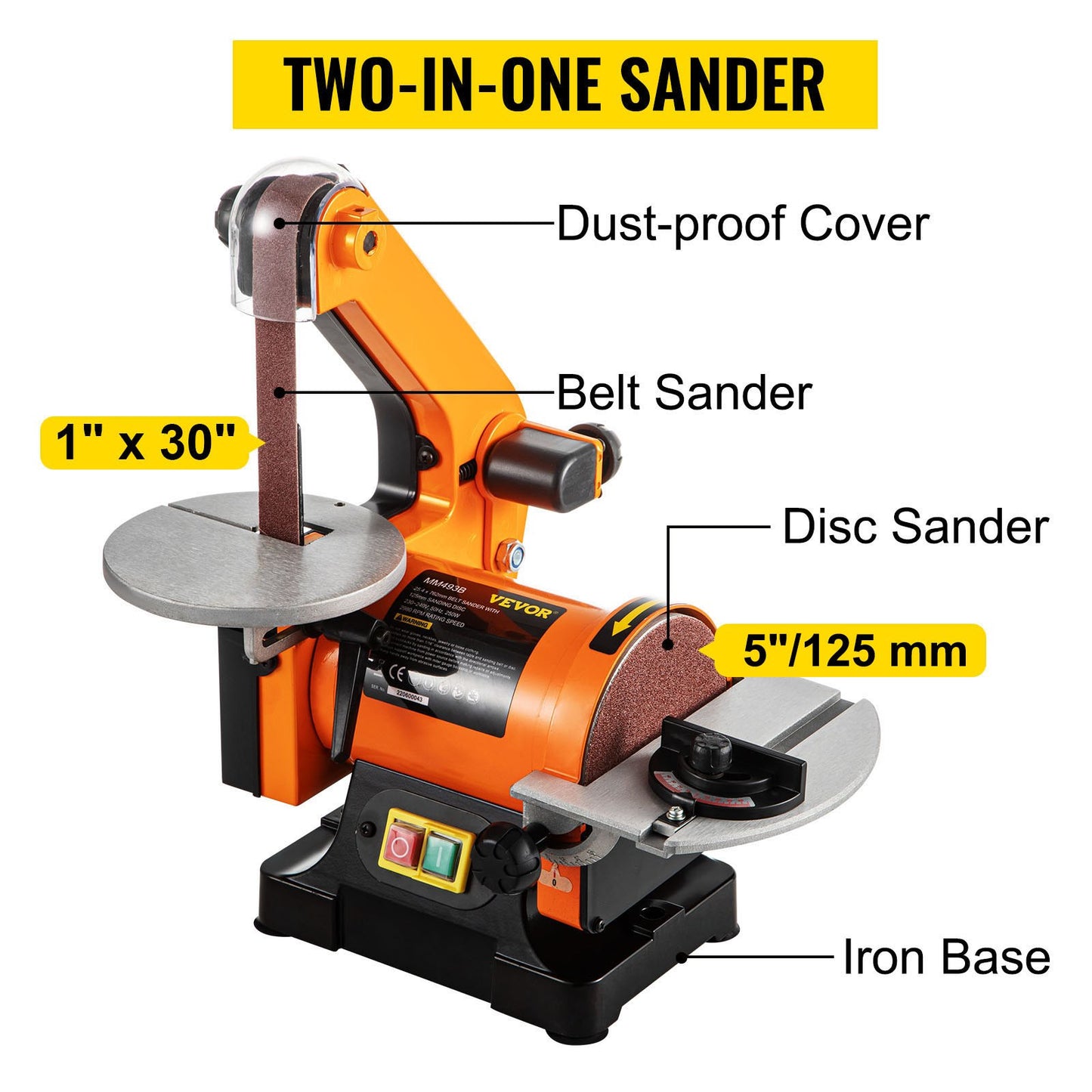 Belt Sander 300W Grinder Sander 1 x 30 Inch Electric Belt & Disc Sander 2950 RPM Variable Speed (300W) - Image 2