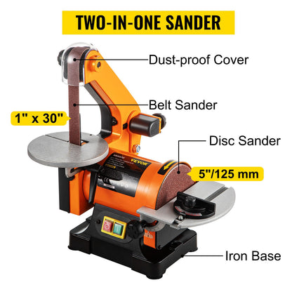 Belt Sander 300W Grinder Sander 1 x 30 Inch Electric Belt & Disc Sander 2950 RPM Variable Speed (300W) - Image 2