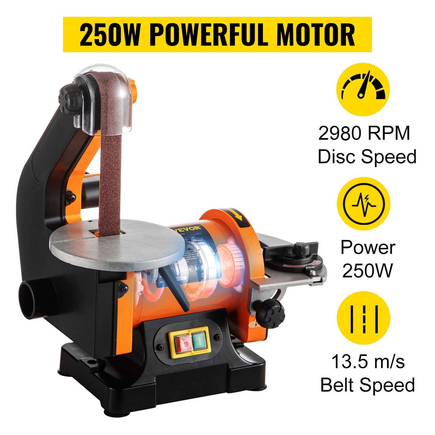 Belt Sander 300W Grinder Sander 1 x 30 Inch Electric Belt & Disc Sander 2950 RPM Variable Speed (300W) - Image 4