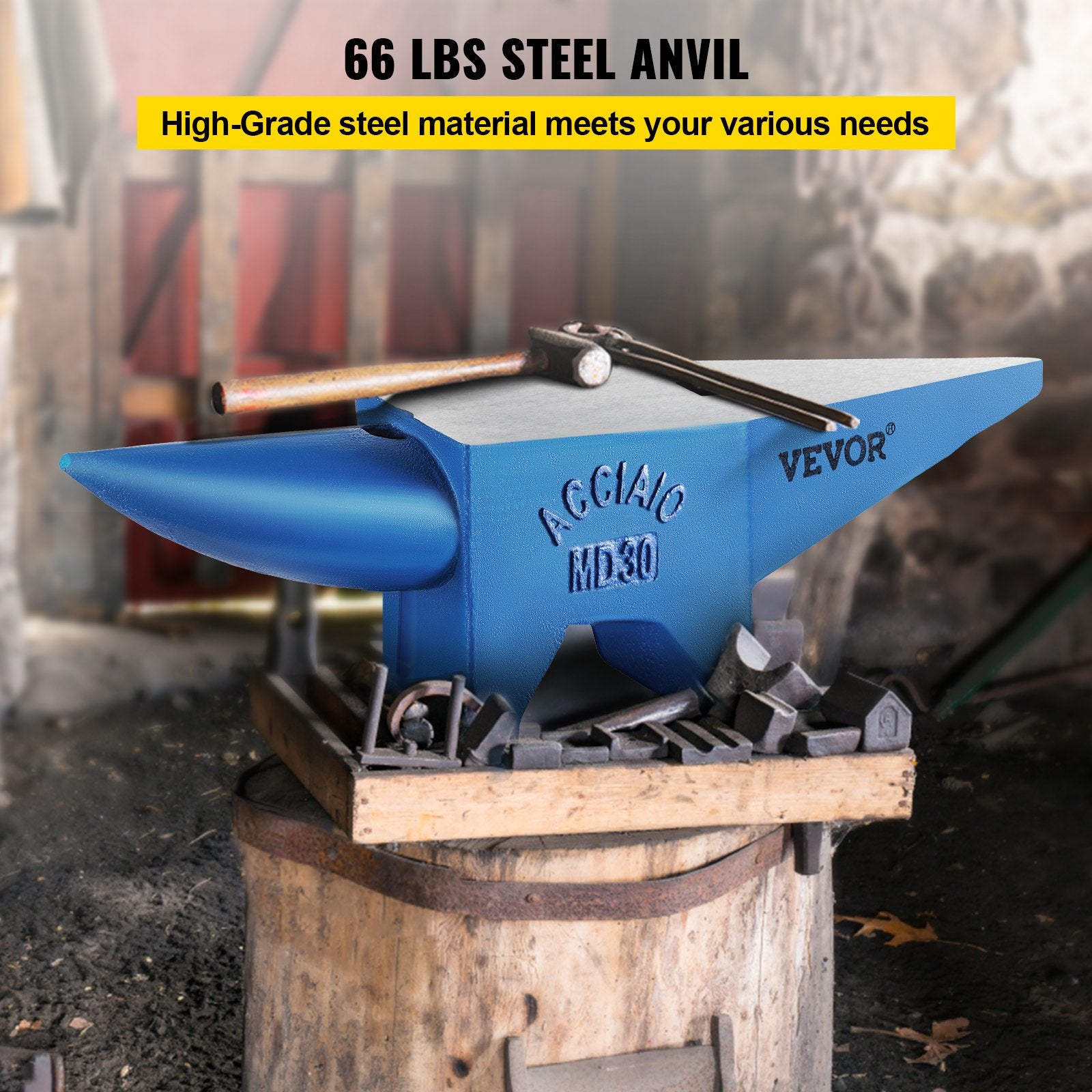 Pro Horn Anvil , 30KG/66.1LBS Weight Steel Anvil Blacksmith Blacksmith Anvil, Portable Rugged Cast Iron Anvil Blacksmith Anvil Stable Workbench Blacksmith Forge Anvil Tool - Image 2