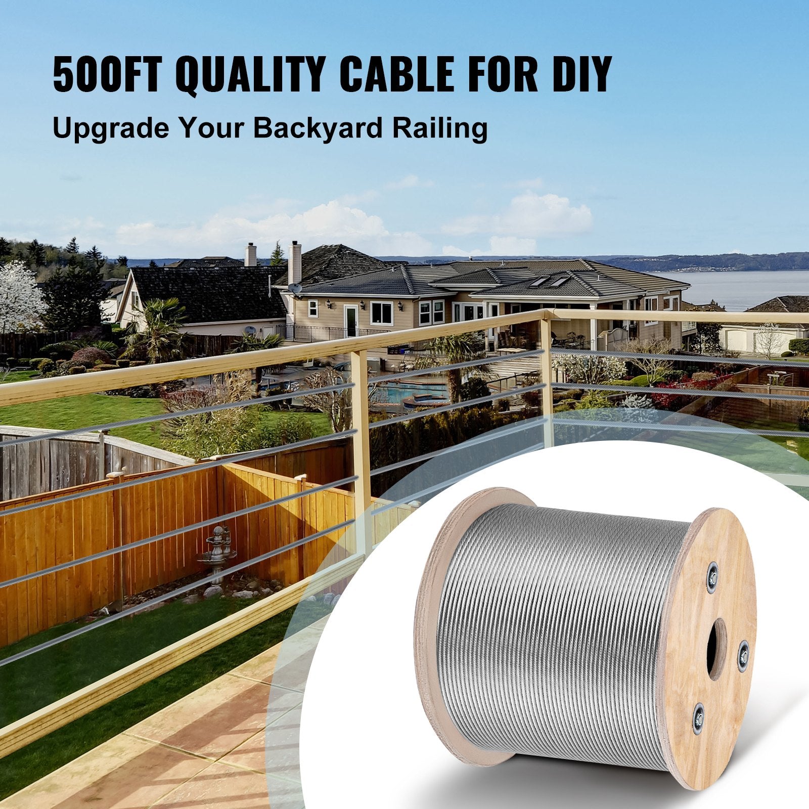 1/8 Stainless Steel Cable Railing 500ft, Wire Rope 316 Marine Grade, Braided Aircraft Cable 7x7 Strands Construction for Deck Rail Balusters Stair Handrail Porch Fence - Image 2