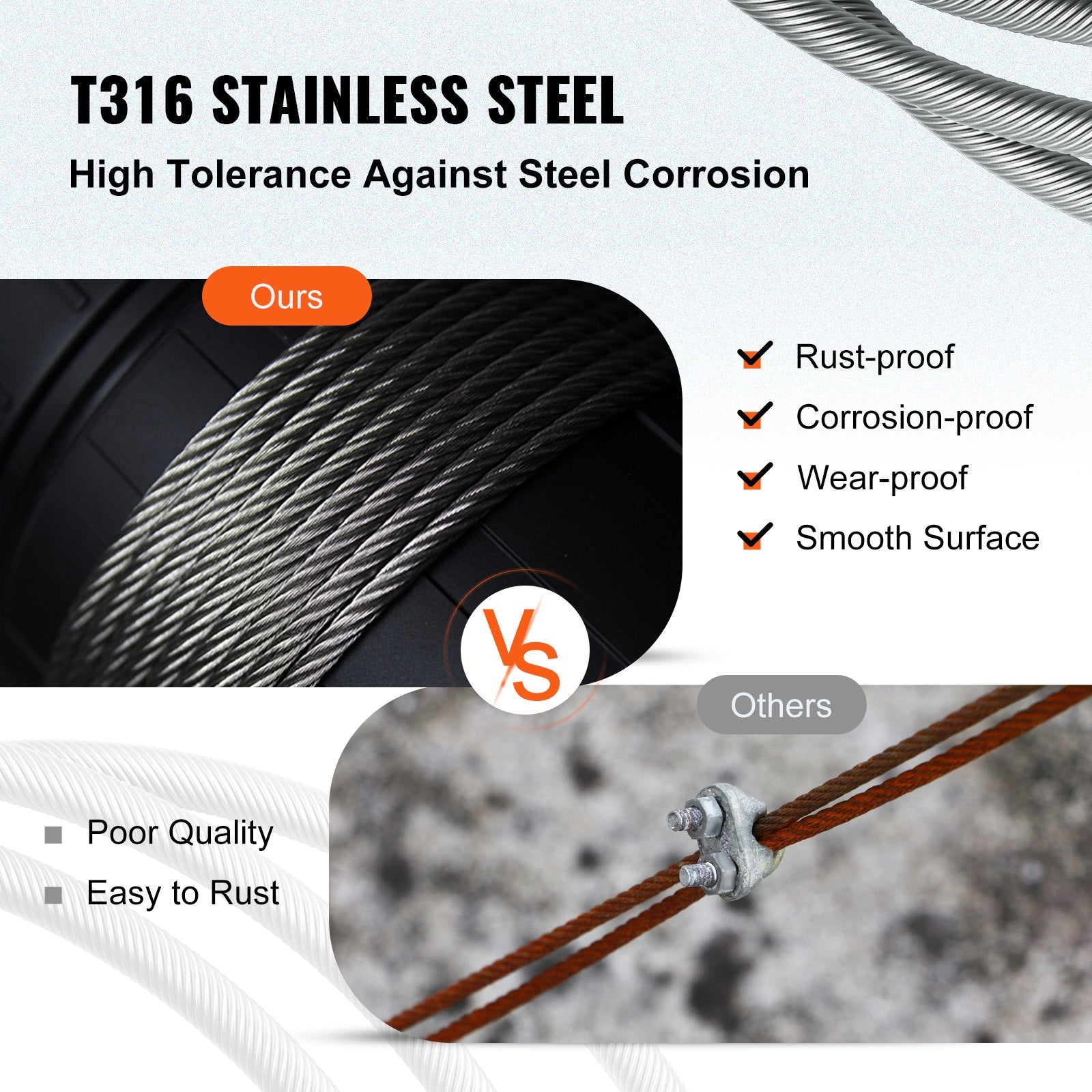 1/8 Stainless Steel Cable Railing 500ft, Wire Rope 316 Marine Grade, Braided Aircraft Cable 7x7 Strands Construction for Deck Rail Balusters Stair Handrail Porch Fence - Image 3