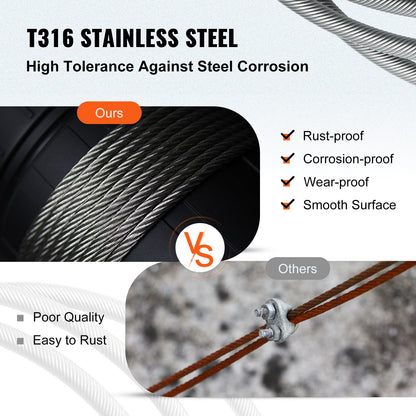 1/8 Stainless Steel Cable Railing 500ft, Wire Rope 316 Marine Grade, Braided Aircraft Cable 7x7 Strands Construction for Deck Rail Balusters Stair Handrail Porch Fence - Image 3