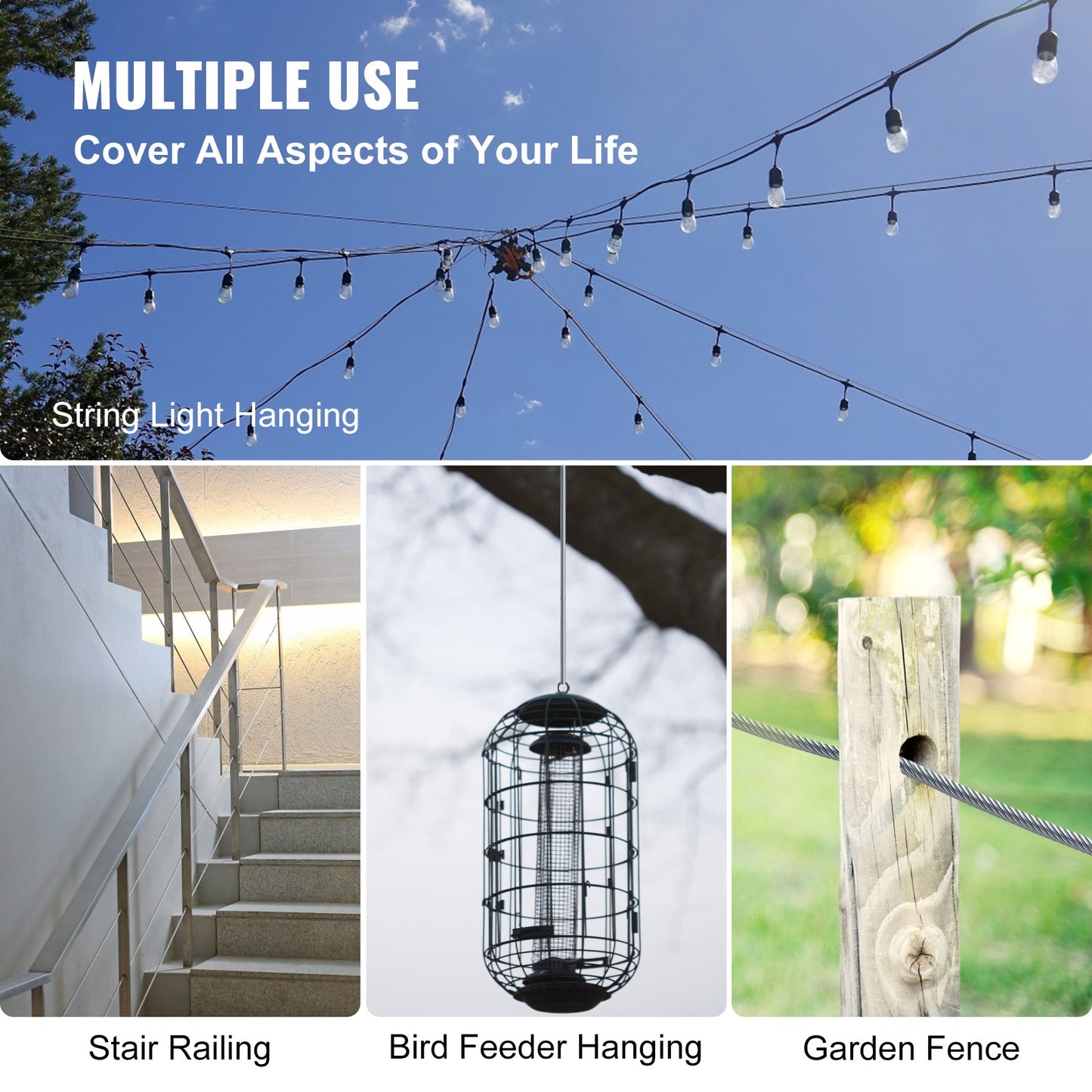 1/8 Stainless Steel Cable Railing 500ft, Wire Rope 316 Marine Grade, Braided Aircraft Cable 7x7 Strands Construction for Deck Rail Balusters Stair Handrail Porch Fence - Image 6