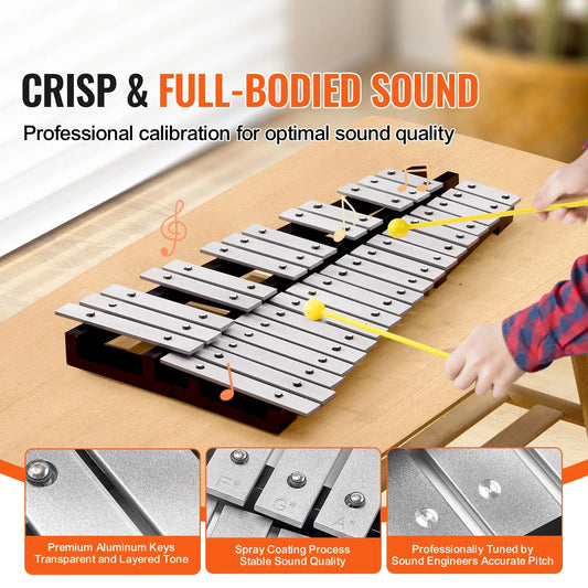 32 Note Glockenspiel Xylophone Bell Kit, Percussion Instrument with Mallets, Drum Sticks and Carrying Bag, Professional Glockenspiel Xylophone Percussion Instrument Set for Adults & Students - Image 2