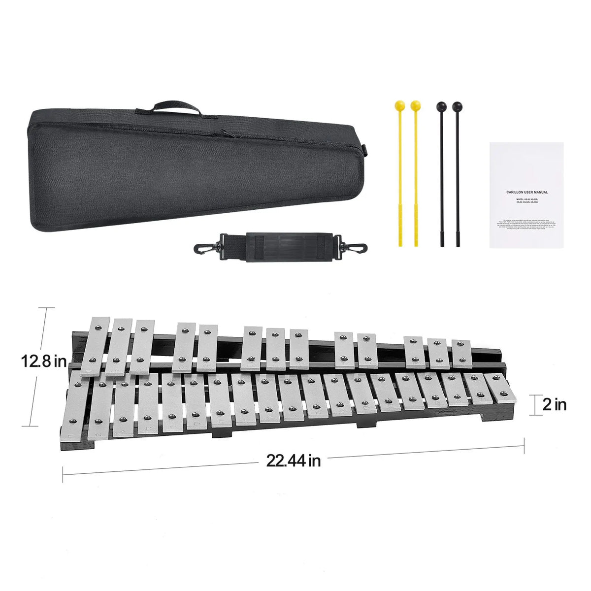 32 Note Glockenspiel Xylophone Bell Kit, Percussion Instrument with Mallets, Drum Sticks and Carrying Bag, Professional Glockenspiel Xylophone Percussion Instrument Set for Adults & Students - Image 8