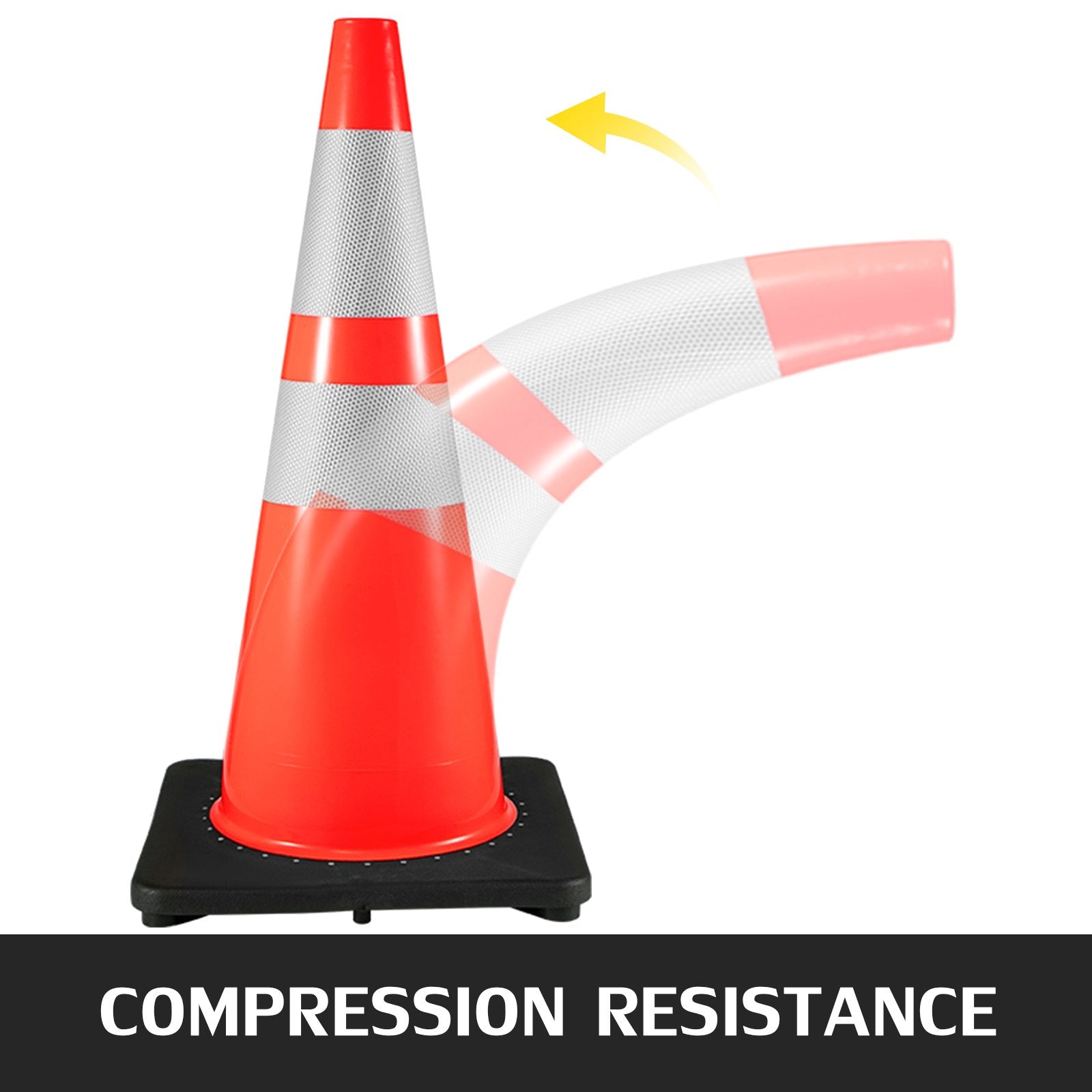6Pack 36" Traffic Cones, Safety Road Parking Cone with Black Weighted Base, PVC Orange Traffic Safety Cones, Hazard Cones Reflective Collars for Construction Traffic Parking - Image 5