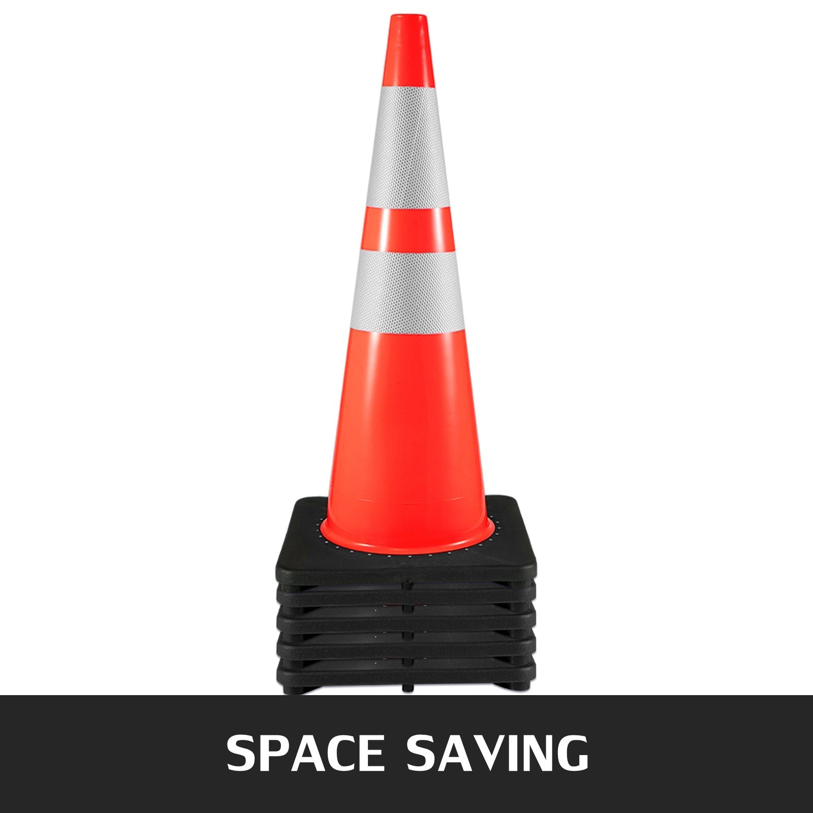 6Pack 36" Traffic Cones, Safety Road Parking Cone with Black Weighted Base, PVC Orange Traffic Safety Cones, Hazard Cones Reflective Collars for Construction Traffic Parking - Image 6