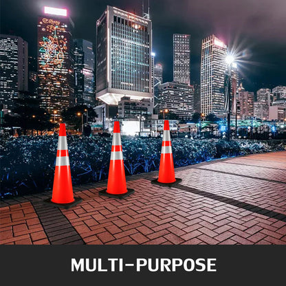 6Pack 36" Traffic Cones, Safety Road Parking Cone with Black Weighted Base, PVC Orange Traffic Safety Cones, Hazard Cones Reflective Collars for Construction Traffic Parking - Image 7